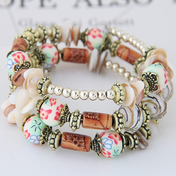 Bohemian Style Colorful Multilayer Gem Glaze Bracelets