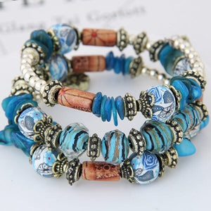 Bohemian Style Colorful Multilayer Gem Glaze Bracelets