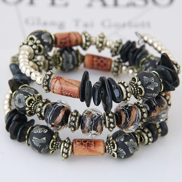 Bohemian Style Colorful Multilayer Gem Glaze Bracelets