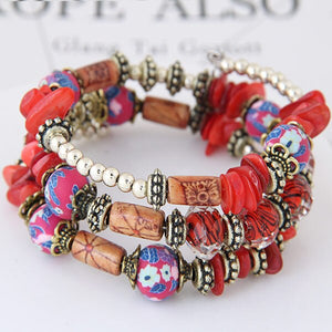 Bohemian Style Colorful Multilayer Gem Glaze Bracelets