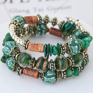 Bohemian Style Colorful Multilayer Gem Glaze Bracelets