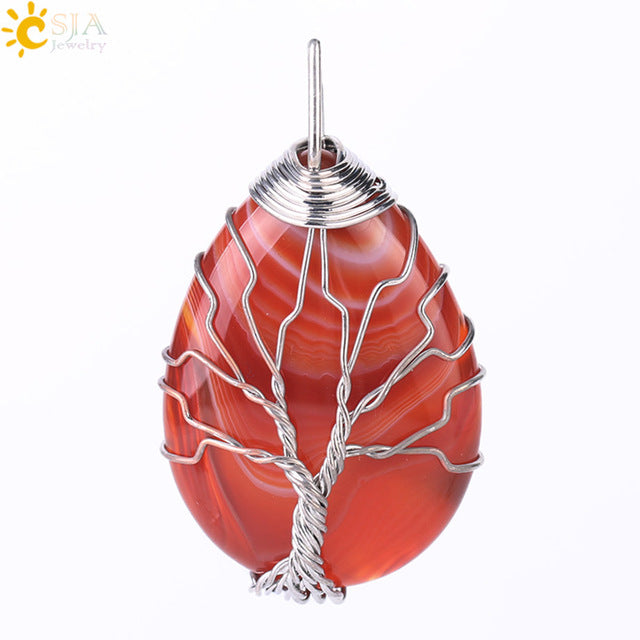 Tree of Life Wire Wrap Necklace & Pendant - Stones & Vine