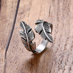 Vintage Feather Wrap Ring Silver color - Stones & Vine