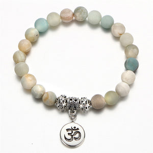 Vintage OM Rune Natural Stone Beads Yoga Bracelet - Stones & Vine