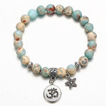 Vintage OM Rune Natural Stone Beads Yoga Bracelet - Stones & Vine