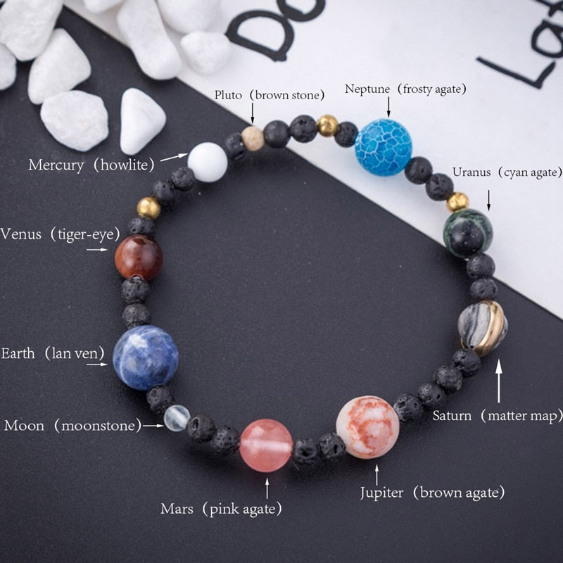 Nine Planets Bracelet with Natural Stones - Stones & Vine