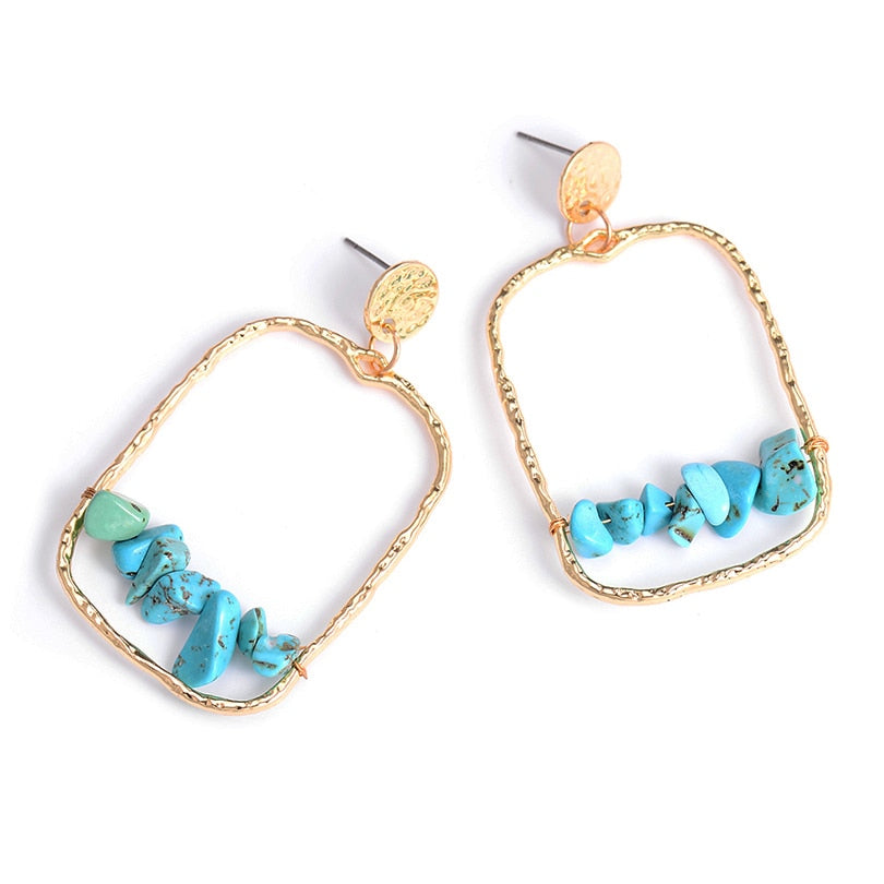 Turquoise Blue Stone Drop Earring - Stones & Vine