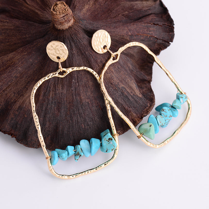 Turquoise Blue Stone Drop Earring - Stones & Vine