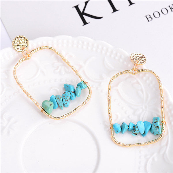 Turquoise Blue Stone Drop Earring - Stones & Vine