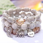 Three Layers Beaded Charms Bracelets - Stones & Vine