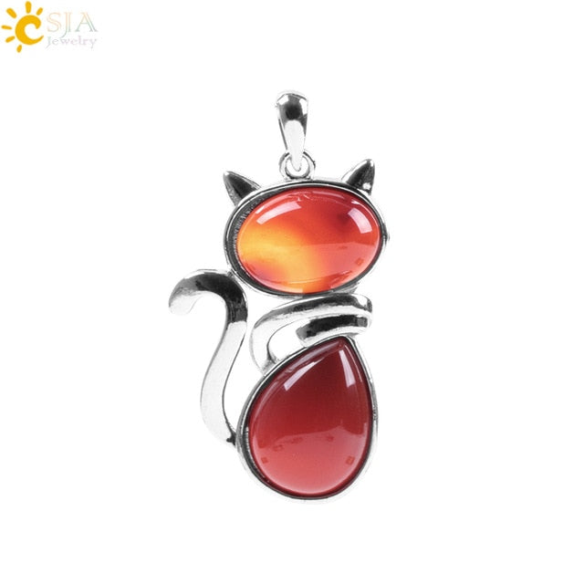 Women's Cute Cat Pendants - Stones & Vine