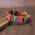 Bohemian Natural Stone Leather Tube Bead Bracelets - Stones & Vine