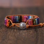 Bohemian Natural Stone Leather Tube Bead Bracelets - Stones & Vine