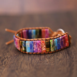 Bohemian Natural Stone Leather Tube Bead Bracelets - Stones & Vine