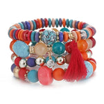 Three Layers Beaded Charms Bracelets - Stones & Vine