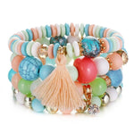 Three Layers Beaded Charms Bracelets - Stones & Vine