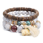 Three Layers Beaded Charms Bracelets - Stones & Vine