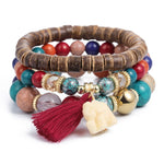 Three Layers Beaded Charms Bracelets - Stones & Vine